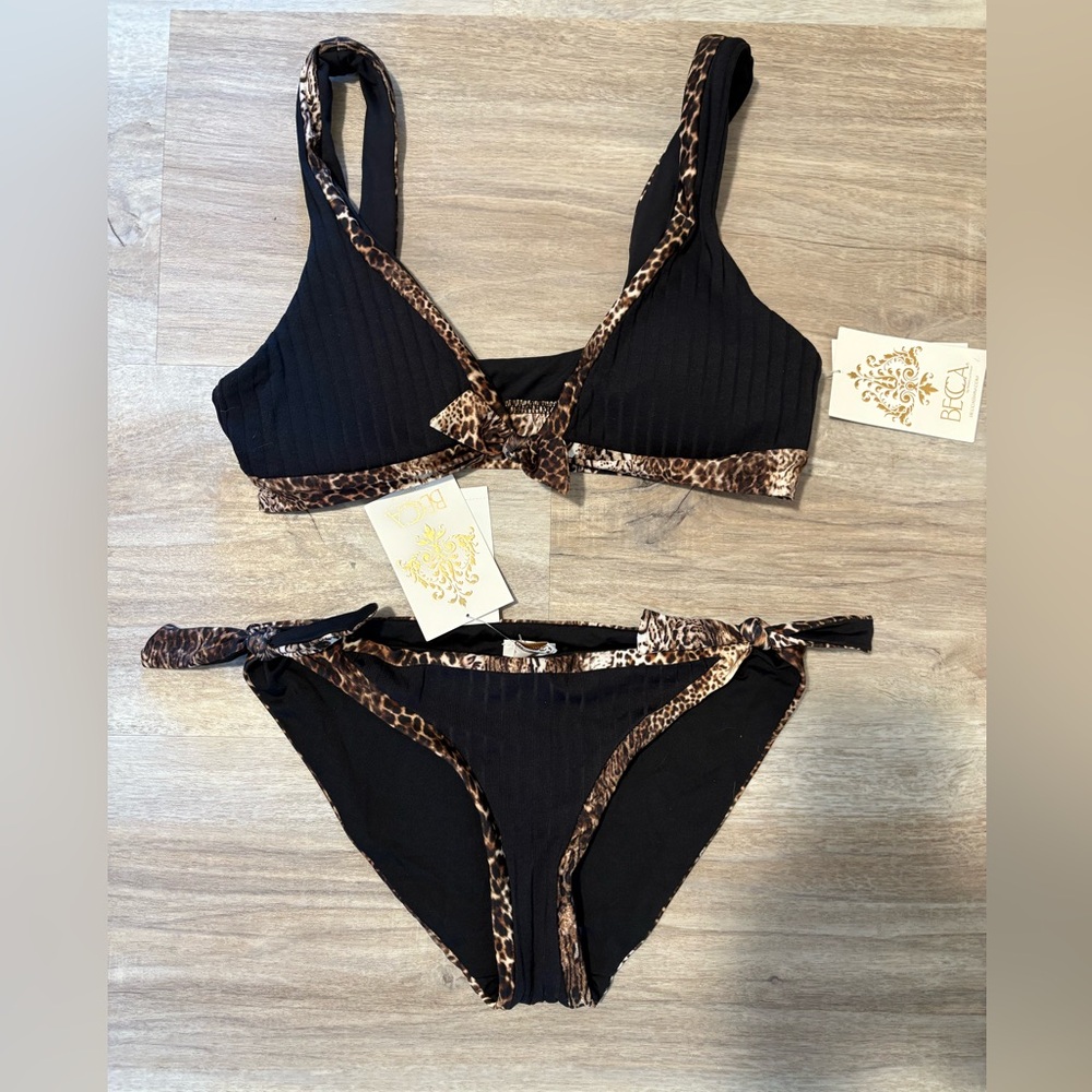 BECCA 2Pc Black and Brown Leopard Bikini